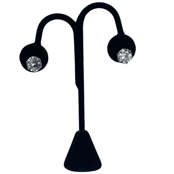 Cubic Zirconia Post Earrings 1/2" Round Diameter - Picture 2 of 4